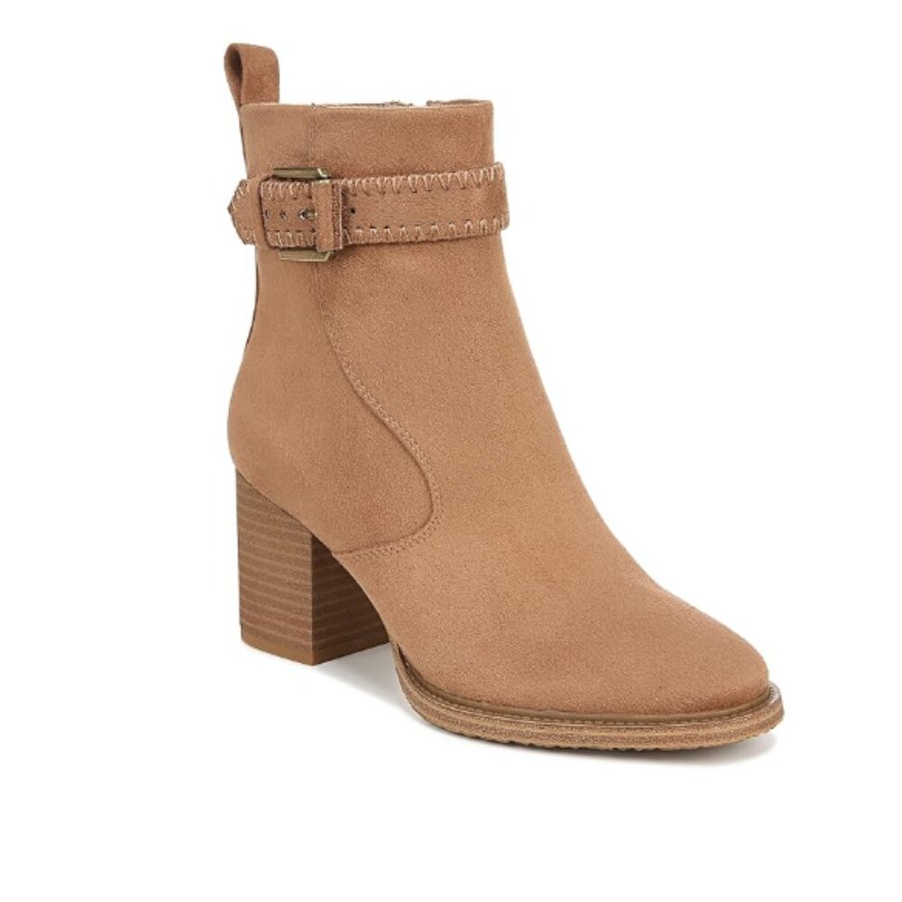 Zodiac Rexx Tan Women's Faux Suede Block Heel Ankle Boots Sz 9.5M NIB